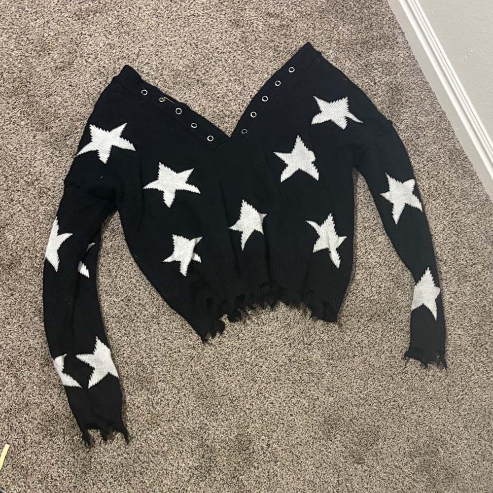 Black Sweater with White Stars